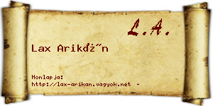 Lax Arikán névjegykártya